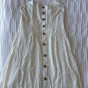 Ardene White linen Button-Front Dress